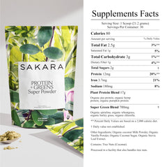 SAKARA vanilla flavor powder resting beside a blender.