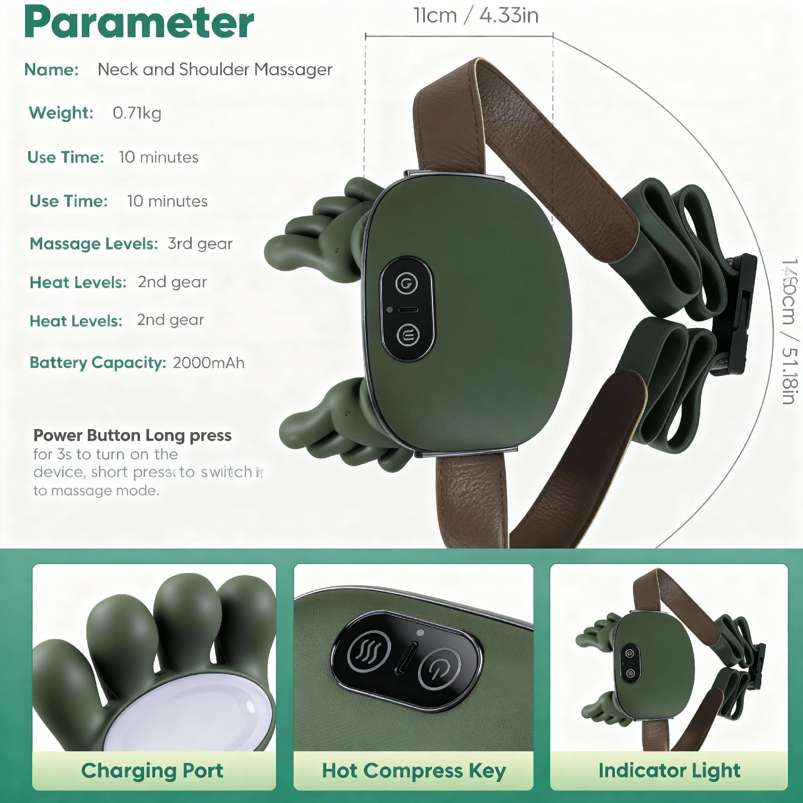 Salan 4D massager shown in office setup with plug compatibility