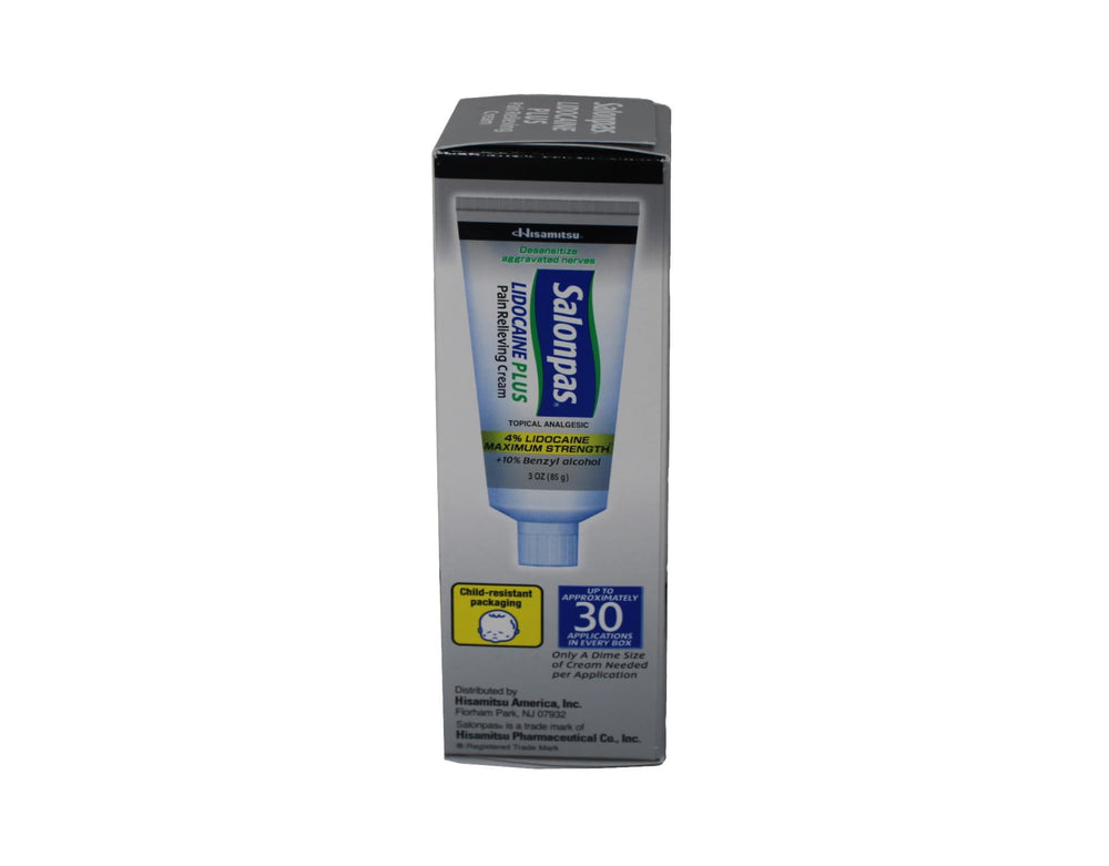 Salonpas Lidocaine Plus Cream back-area application for targeted relief.