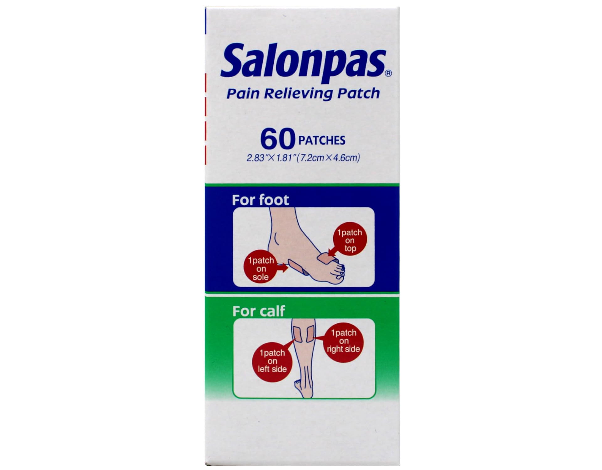 Salonpas includes menthol and methyl salicylate for cooling and warming sensations.