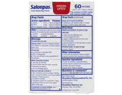 Salonpas patch applied to neck and shoulders for discreet, long-lasting comfort.