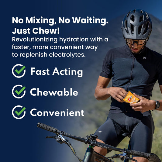 SaltStick Electrolyte FastChews bottle front view for convenient on-the-go hydration.