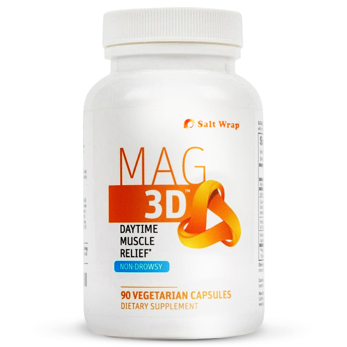 SaltWrap Mag 3D daytime bottle showing non-drowsy relief for active days