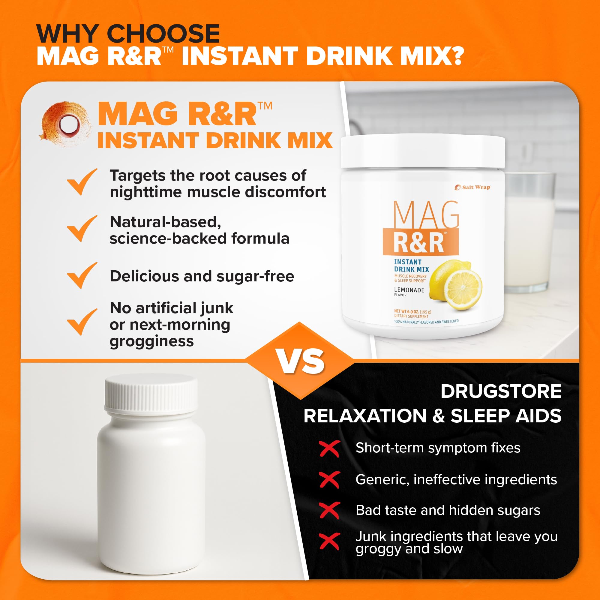 Graphic highlighting SaltWrap Mag R&R stevia sweetener and FiberSMART fiber