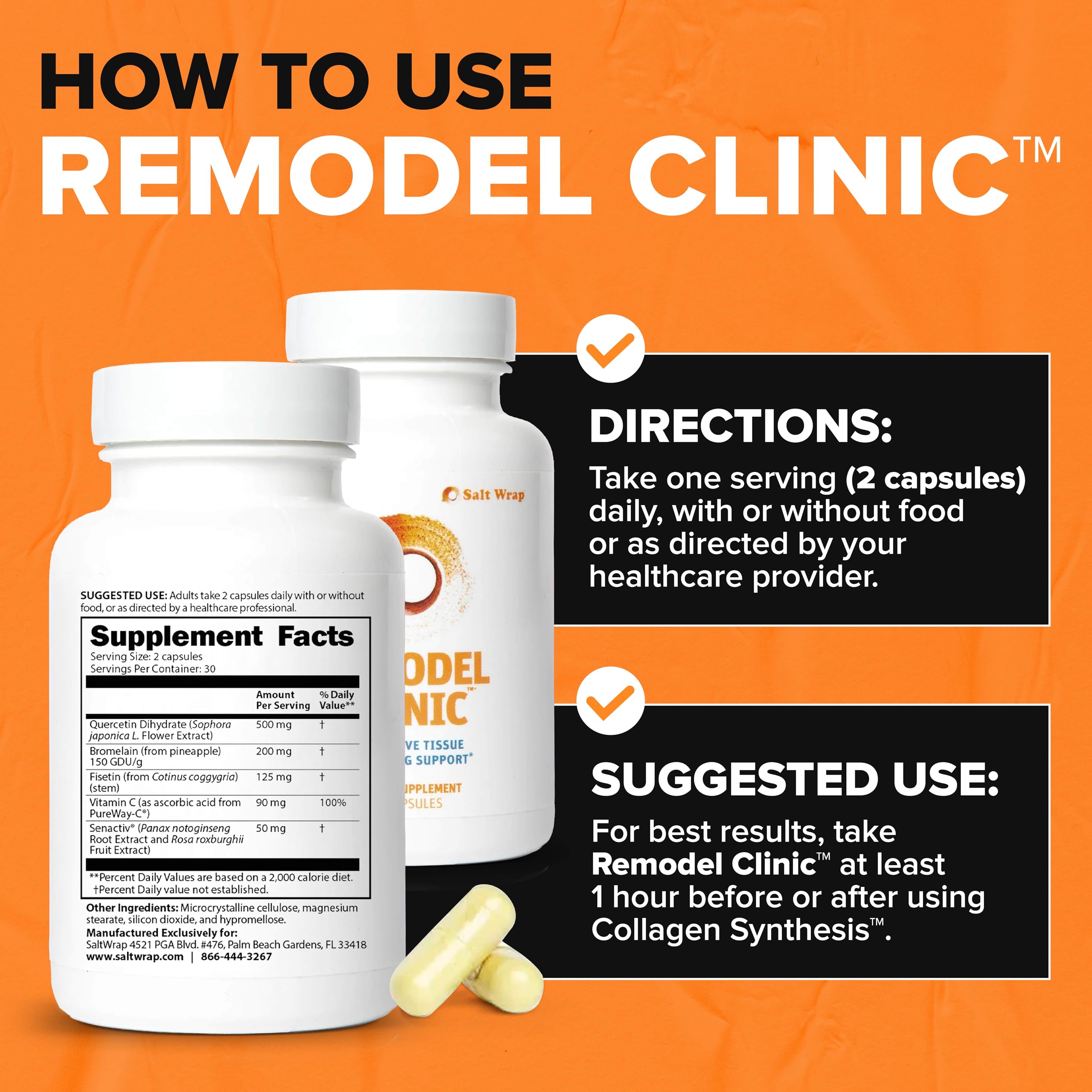 SaltWrap Remodel Clinic bottle held by hands ready for daily routine