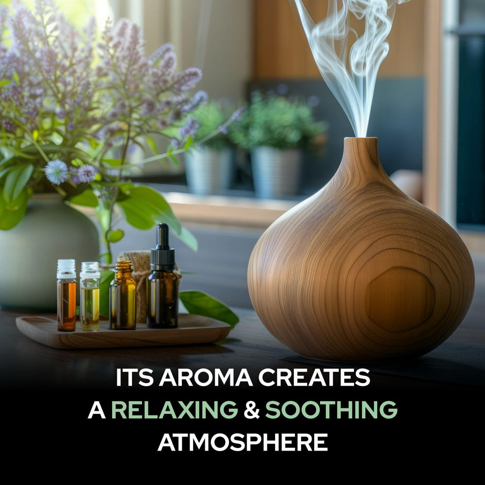 Amber display bottle of Salvia Helichrysum oil preserves purity and scent.