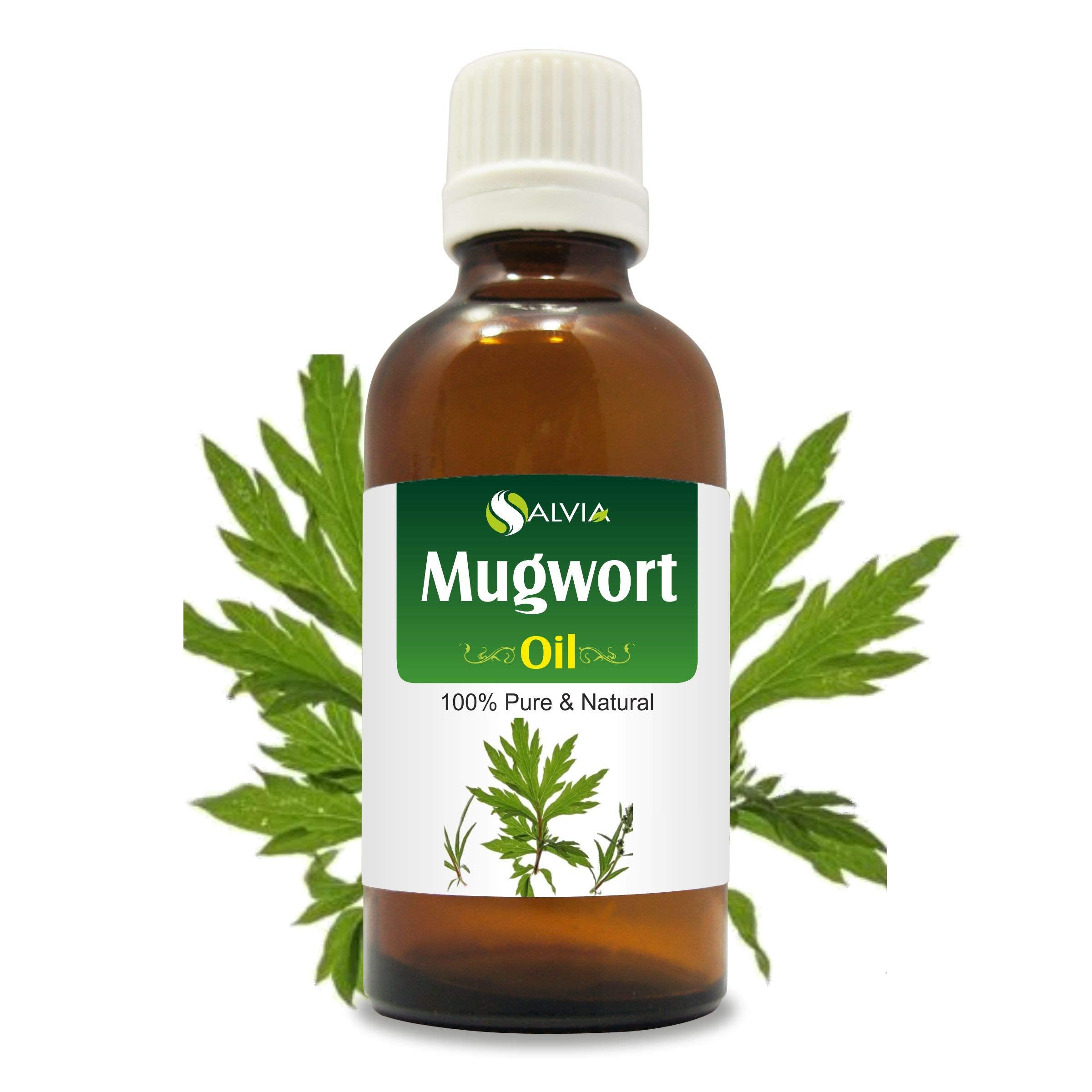 Salvia Mugwort Oil bottle pour for versatile cosmetic blending.