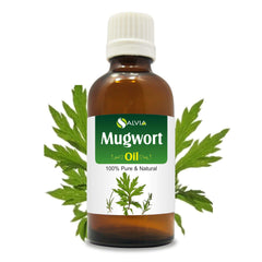Salvia Mugwort Oil bottle pour for versatile cosmetic blending.