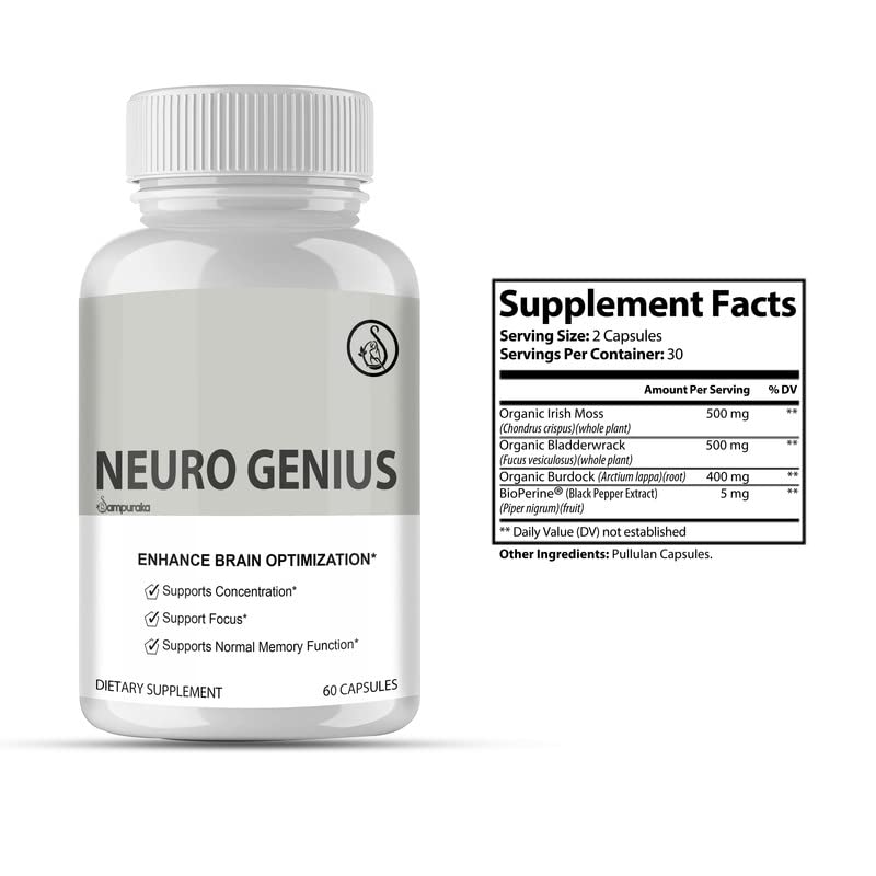 Sampuraka Neuro Genius capsules arranged for a daily brain support routine