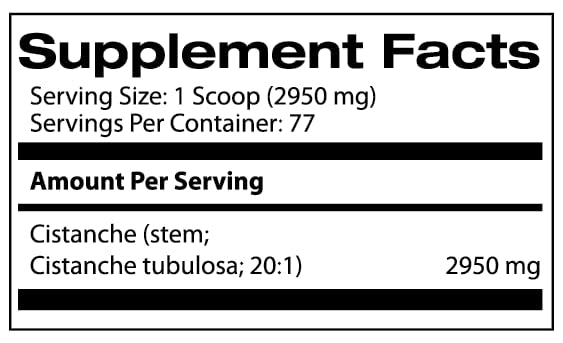Samsara Herbs Cistanche extract bottle label close-up showing high potency 20:1