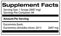 Samsara Herbs Eucommia extract powder being measured in a glass for convenient dosing.