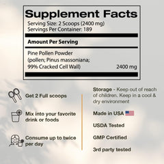 Samsara Herbs Pine Pollen Powder in a shake demonstrates simple integration.