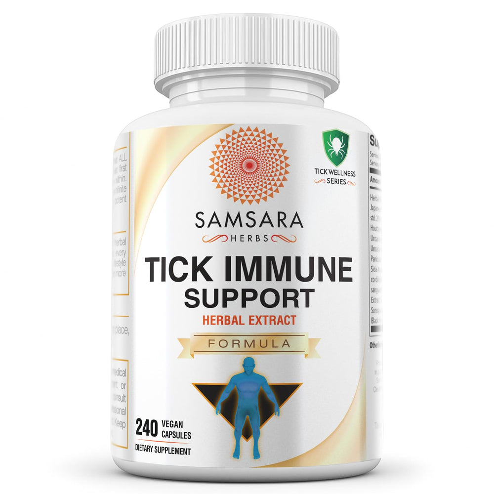 Samsara Herbs Tick Immune Support bottle front aids quick product recognition and trust