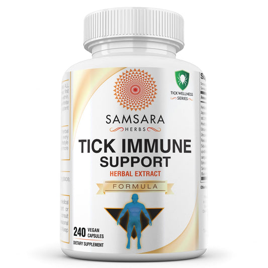 Samsara Herbs Tick Immune Support bottle front aids quick product recognition and trust