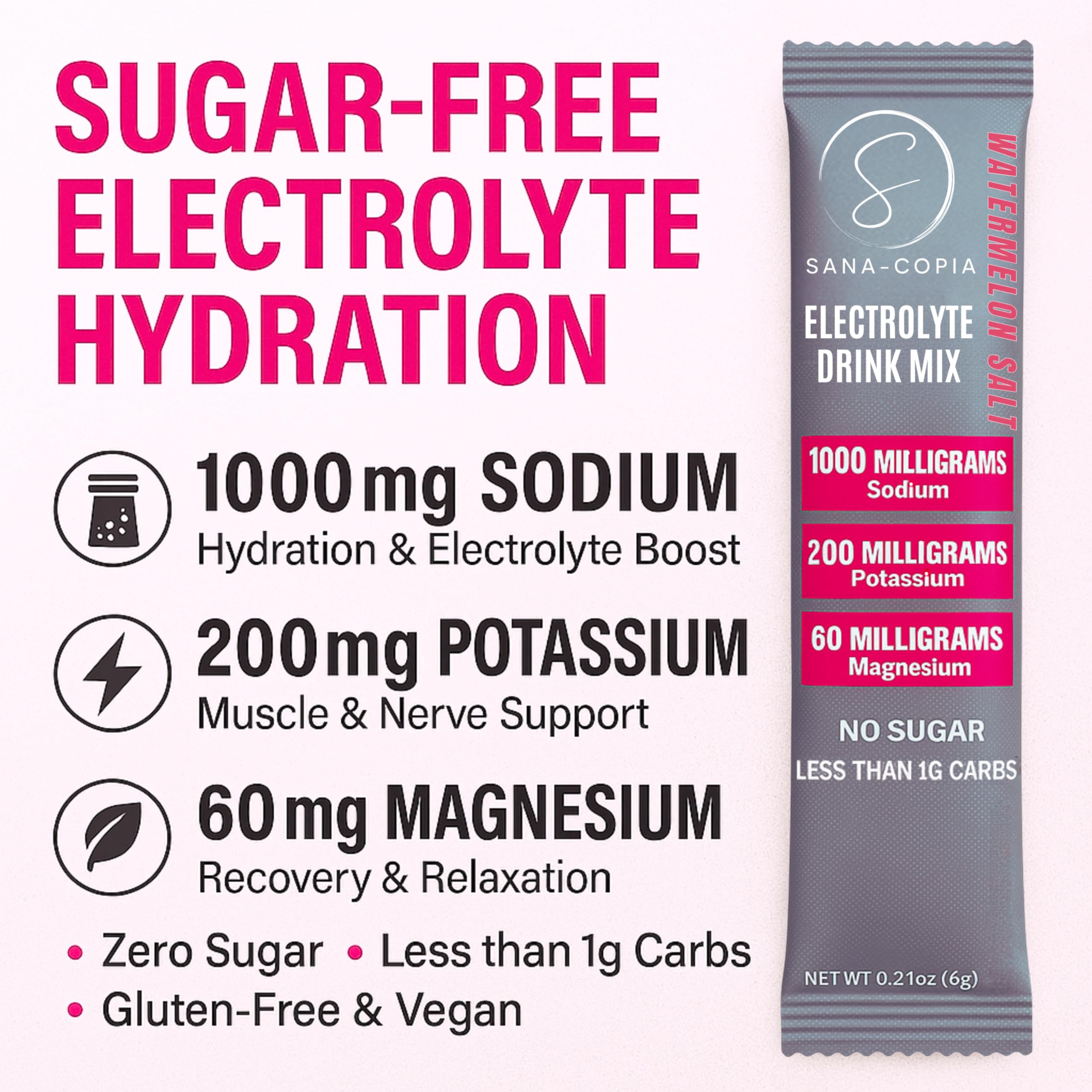 SANA-COPIA electrolytes powder dissolving in water for fast hydration.
