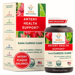 Sana Herbal Sciences Artery Plaque Removal Formula bottle front may support healthy blood pressure