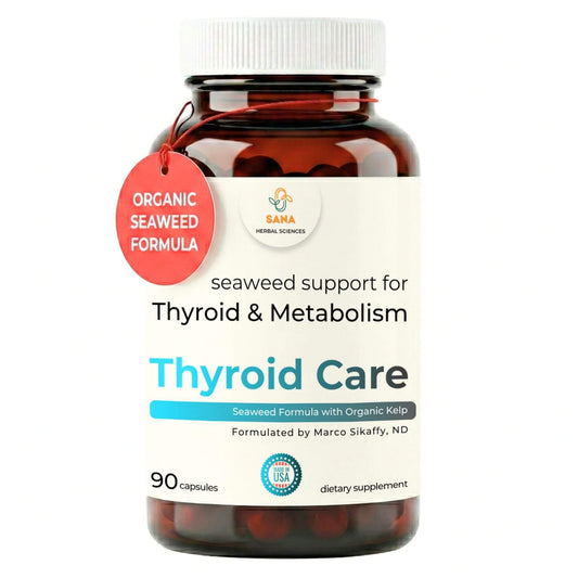 Sana Herbal Sciences Thyroid Supplement bottle front with natural iodine support