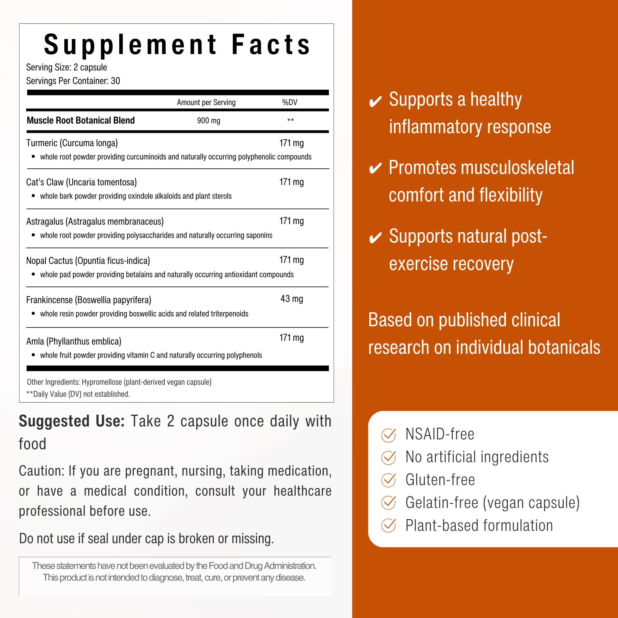 Sana Muscle Root label closeup highlights botanical ingredients for joint comfort