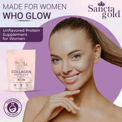 Sancta Gold women-focused supplement concept for skin, hair, and nails.