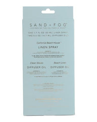 Sand + Fog linen spray bottle for quick fabric freshness and light scent.