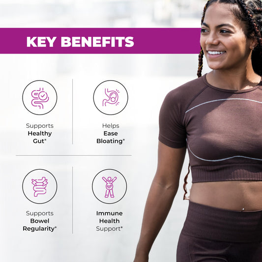 Capsules from Sandhu's bottle support digestion and daily wellness.