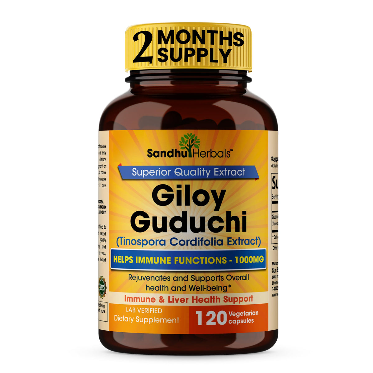 SANDHUHERBALS Giloy powder bottle highlights convenient daily immune support.