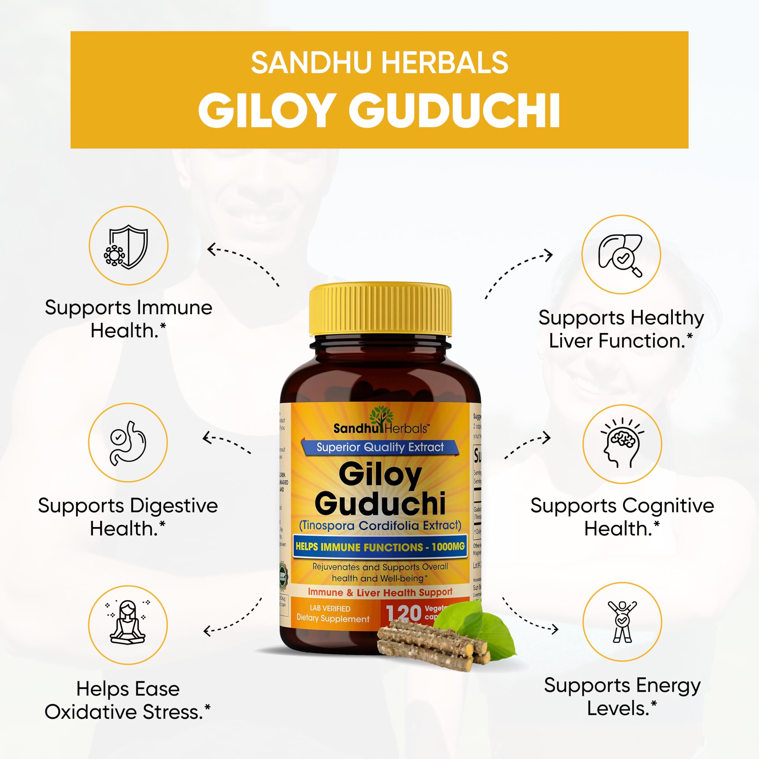 SANDHUHERBALS Giloy powder pack closeup for easy dosage control.