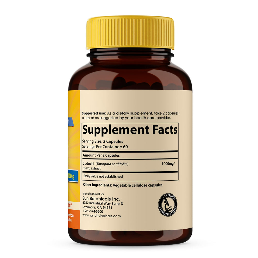 SANDHUHERBALS Organic Giloy capsules for natural energy and digestion.
