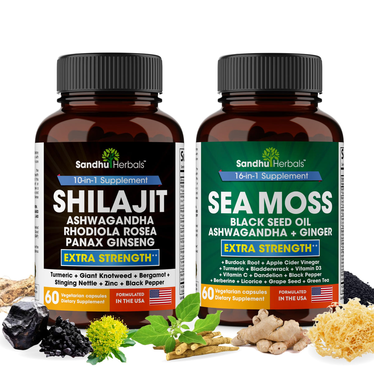 SandhuHerbals Shilajit bottle pouring, suggesting natural energy support and vitality