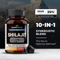 SandhuHerbals Shilajit purity testing badge signals quality.