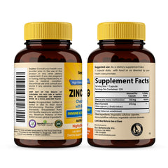 Sandhu Herbals Zinc 50mg capsules closeup highlighting capsule details.