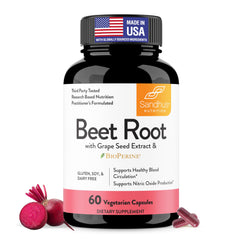 Sandhu's Beet Root Powder bottle showing natural energy support.