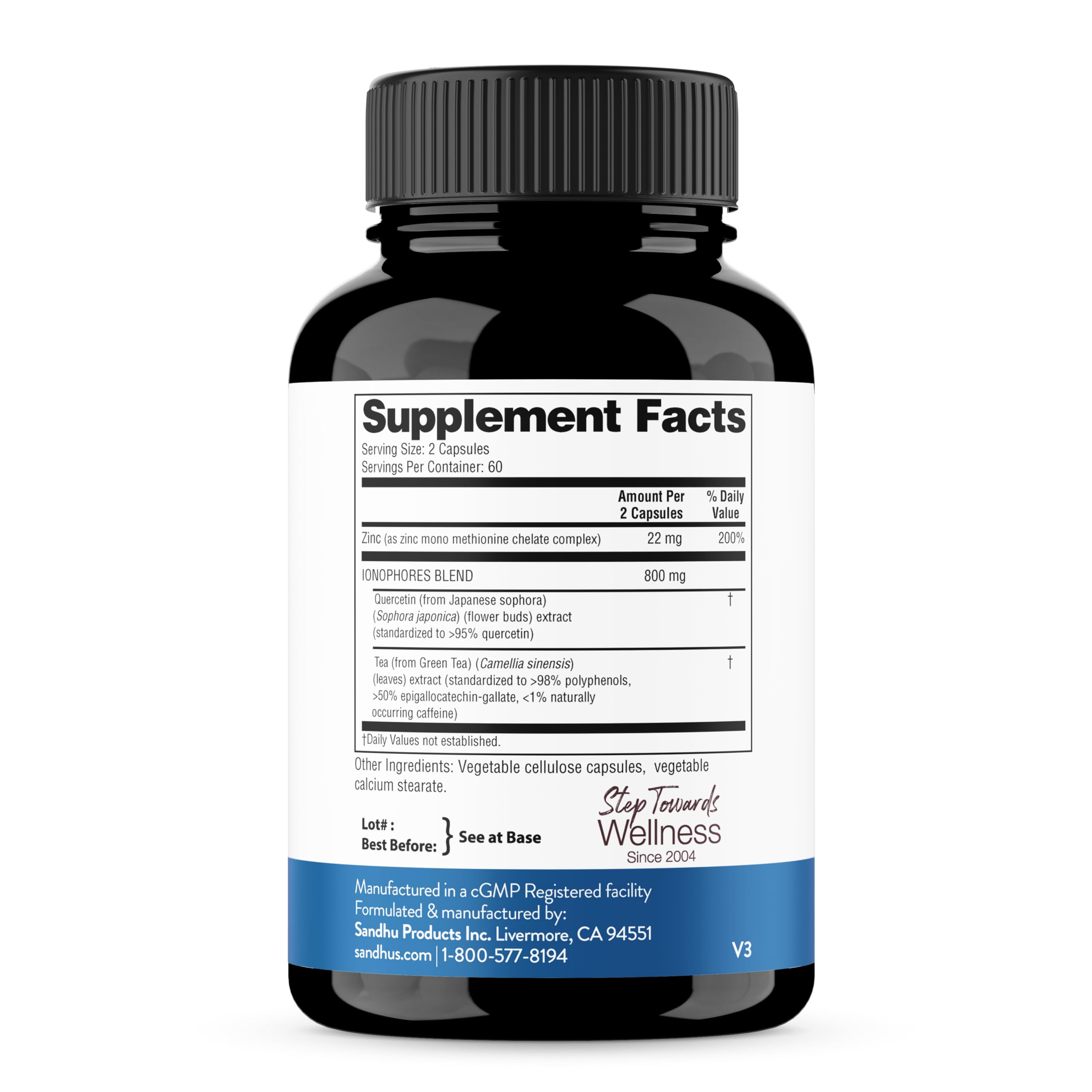 BioZnq uses quercetin as an ionophore for absorption support.