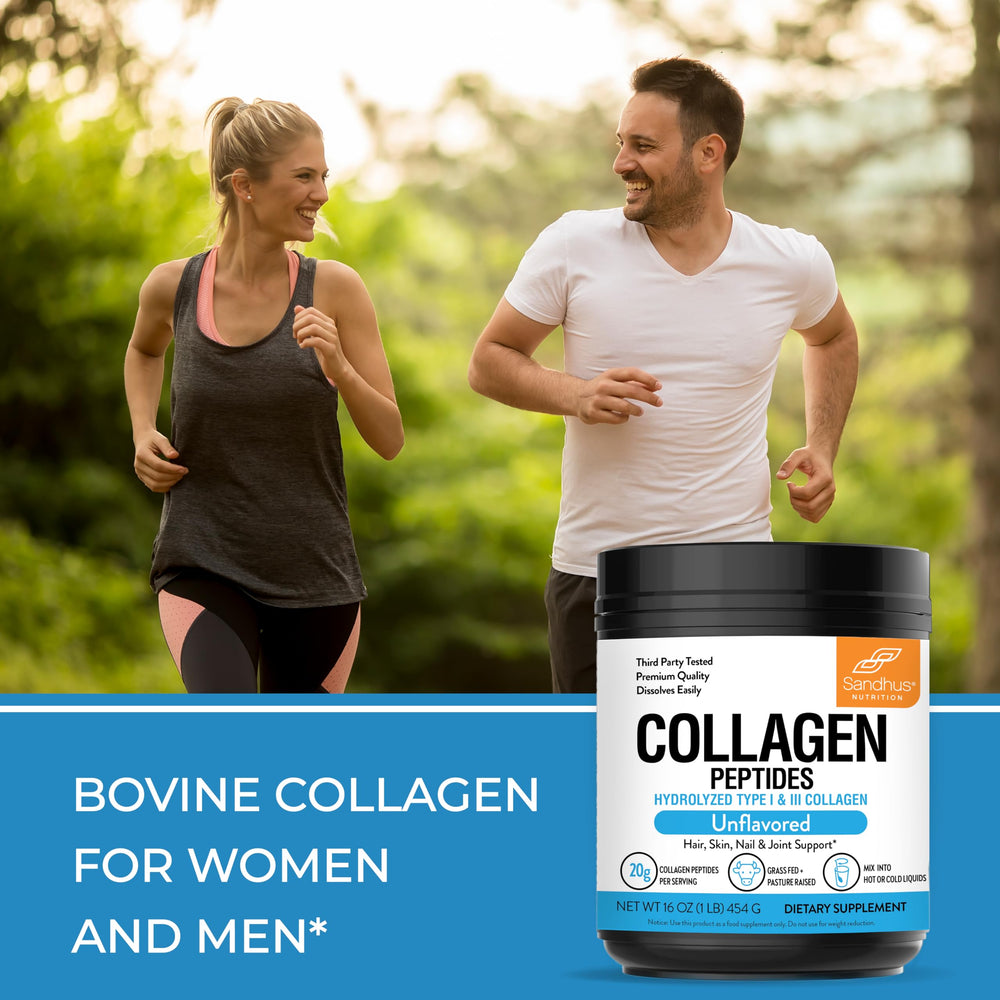 NSF-certified badge on Sandhu's Collagen packaging indicating quality controls