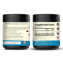 Glass with Sandhu's colostrum powder dissolving smoothly into a beverage.
