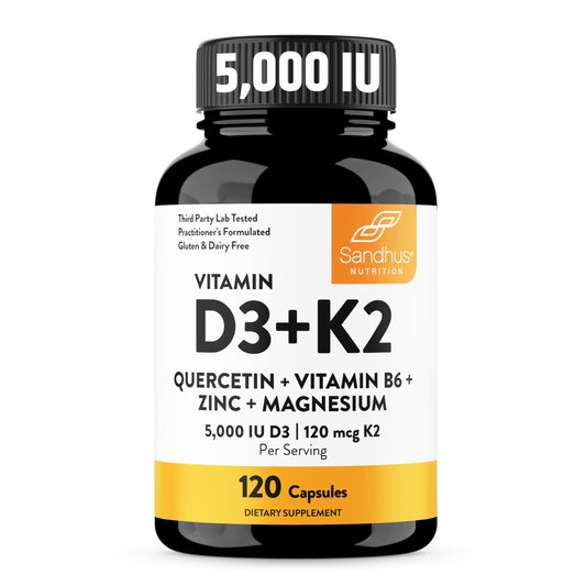 Sandhu's D3K2 Magnesium bottle front — daily energy and bone support