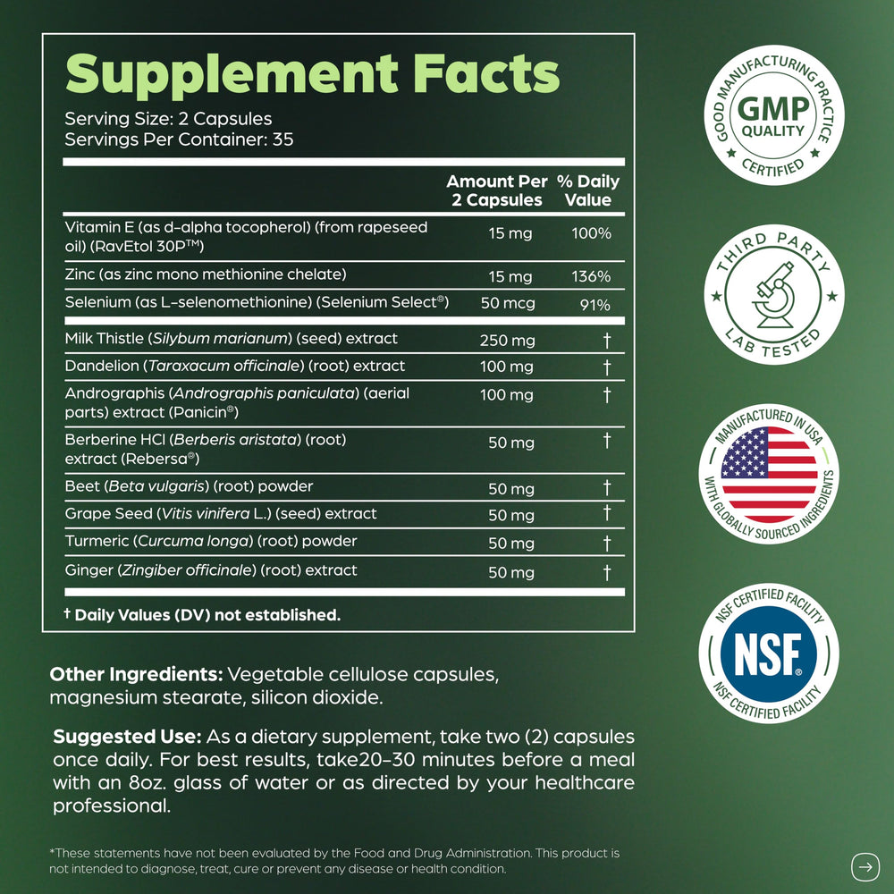 Dandelion root extract highlighted in Sandhu's liver formula.
