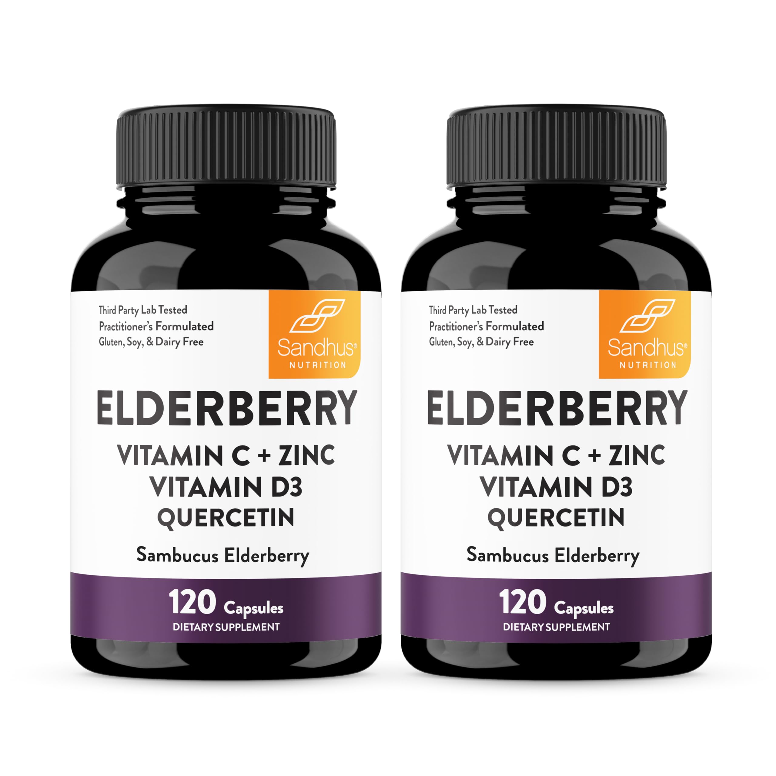 Sandhu's elderberry capsules bottle close-up for daily immune support
