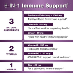 Sandhu's 6-in-1 immune capsules showing easy-to-swallow design