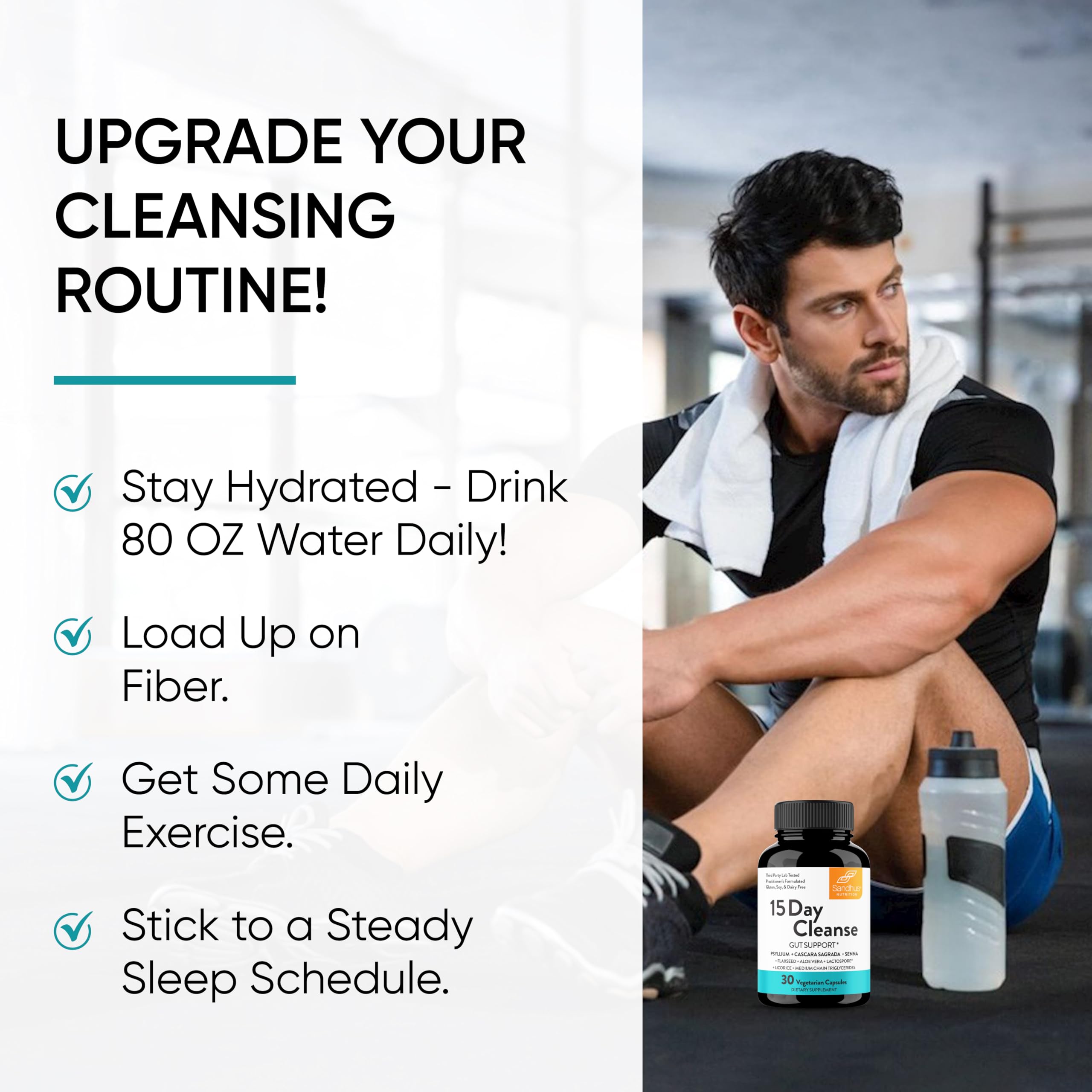 Sandhu's Gut Cleanse dosing schedule night use shown