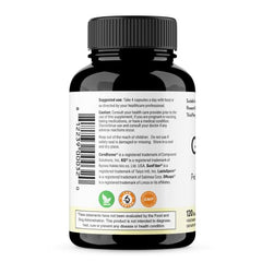 Sandhu's Gut Health bottle back displays ingredients and certifications.