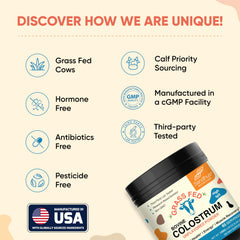 Sandhu's gut-health colostrum powder serving showing daily use option.