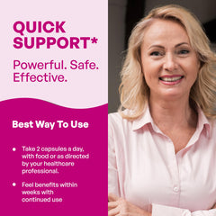Sandhu's menopause support box front emphasizing USA manufacturing and quality.