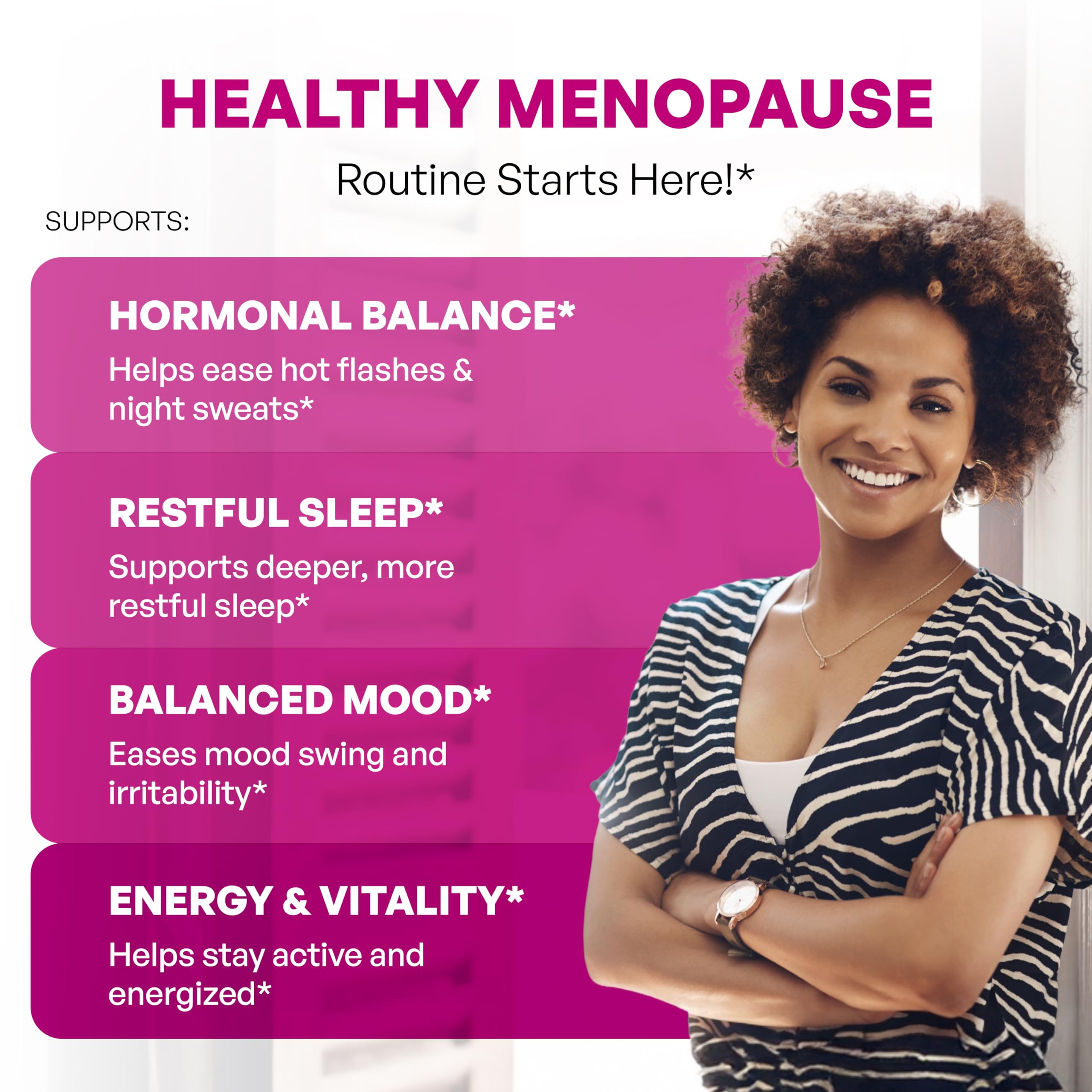 Sandhu's menopause support capsules close-up highlighting natural botanicals.
