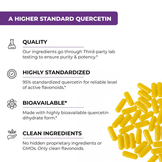 Sandhu's Quercetin with Bromelain label highlights premium ingredients.