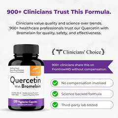Sandhu's Quercetin with Bromelain bottle on table for daily use.