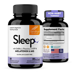 Sandhu's Sleep bottle front view ready for a calming nightly routine