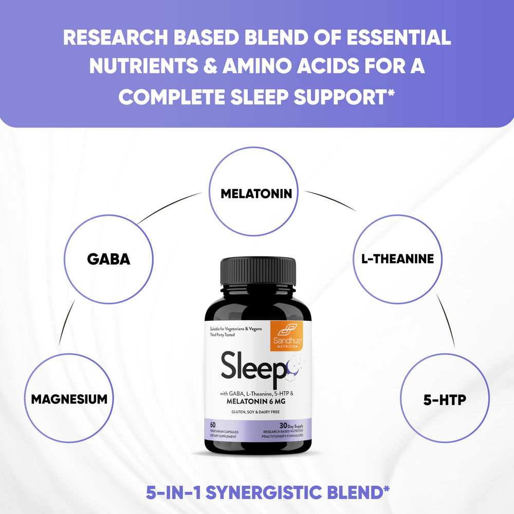 Glass with Sandhu's Sleep capsules arranged for nightly routine