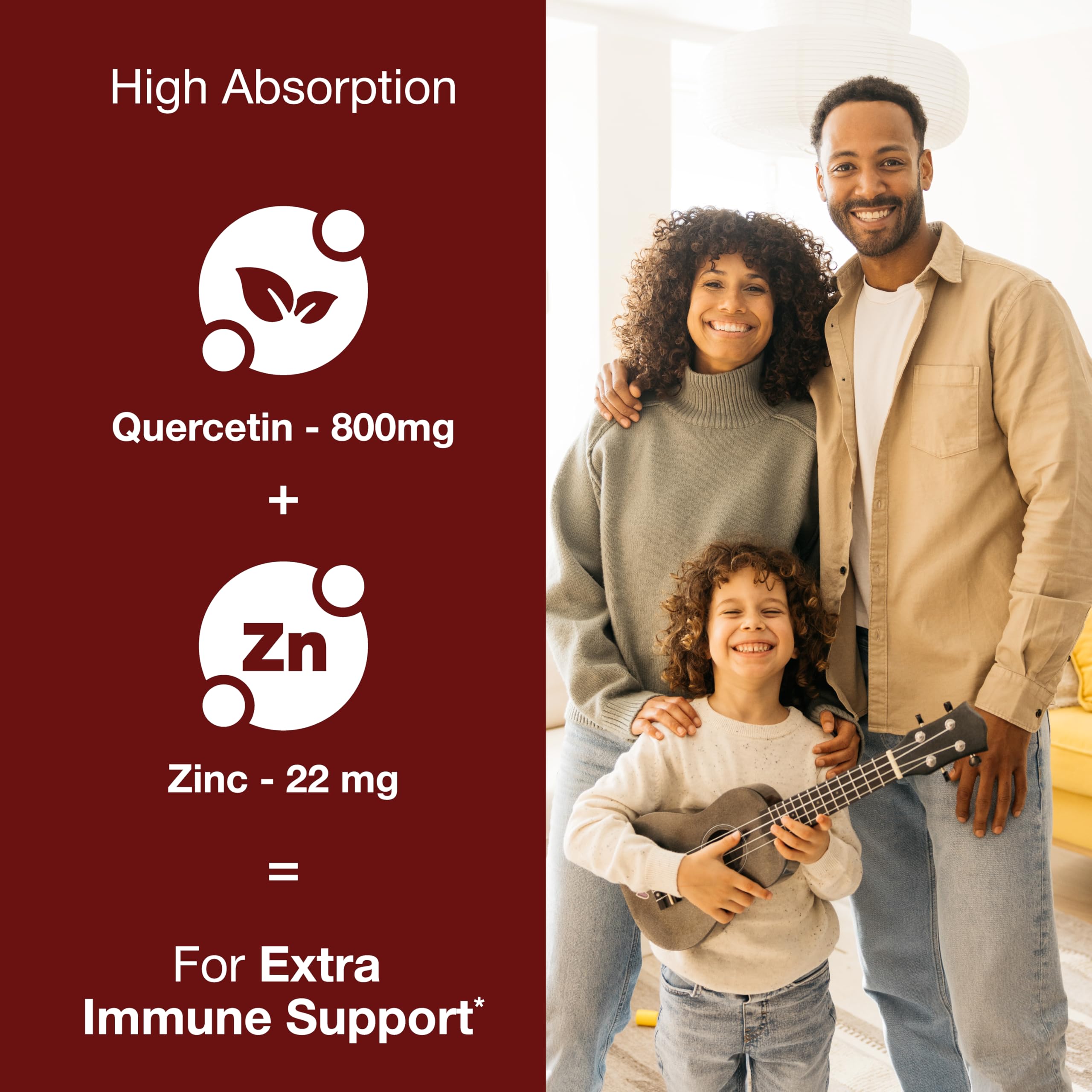 Close-up of Sandhu's Zinc Quercetin capsules showing smooth texture for convenient daily intake.