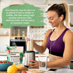 Santa Cruz Paleo bottle beside a smoothie cup, great for keto or paleo routines